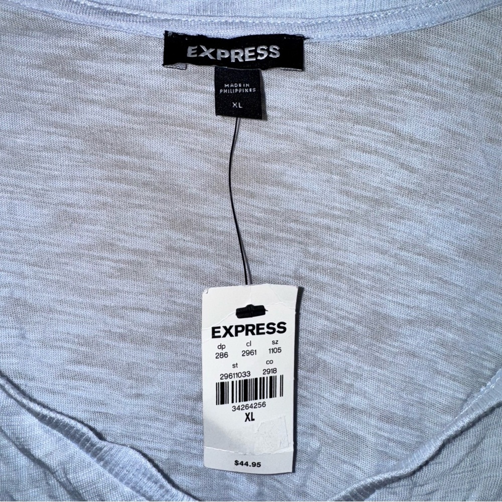 Express Light Blue Sheer Lightweight Puff Sleeve Long Sleeve Top Size XL NWT! - Picture 3 of 5